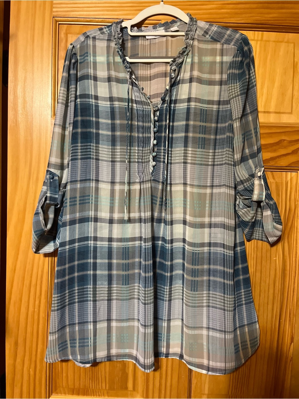Blue Plaid Women's Tunic blouse